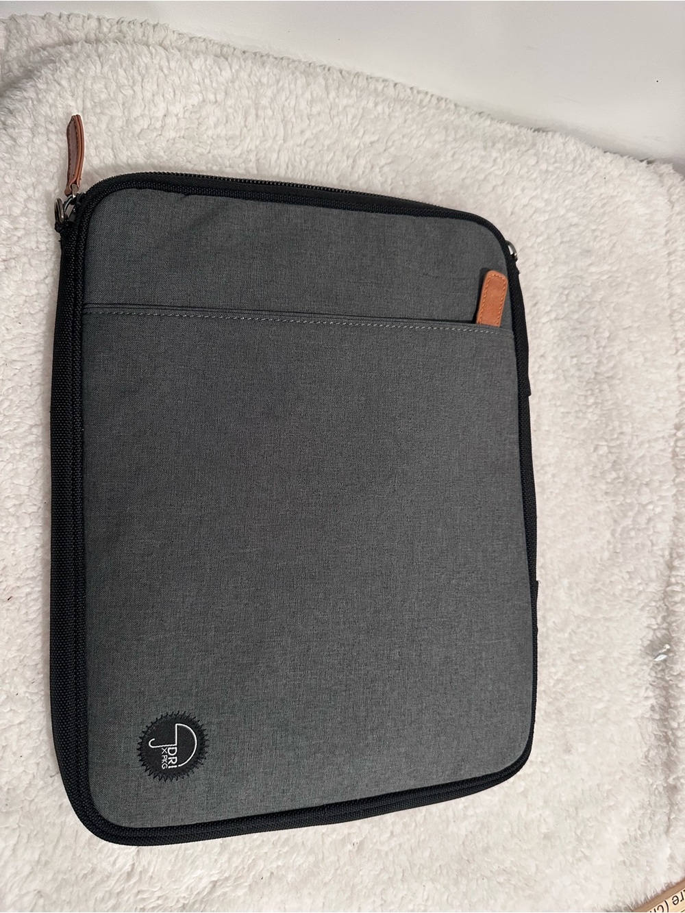 Men's Gray Laptop Sleeve with Brown Trim - Padded Tech Case